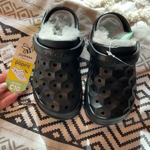 Joybees Kids Black Slippers with Fleece Lining